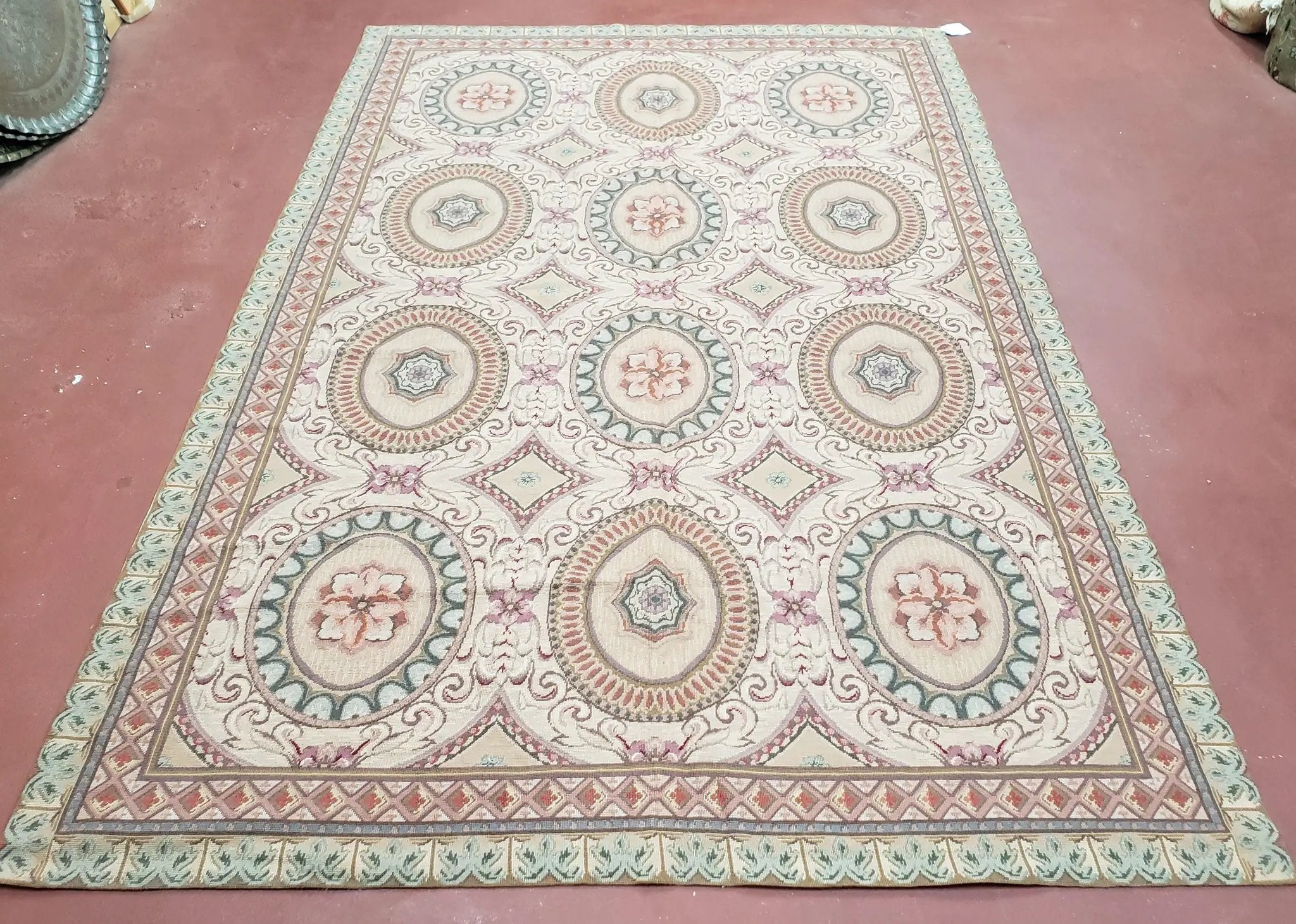 New Needlepoint Rug, 6x9 Needlepoint Carpet, Flatweave Rug, Vicotorian French European English Decor, Elegant Rug for Living Room, Handmade by Jewel Rugs