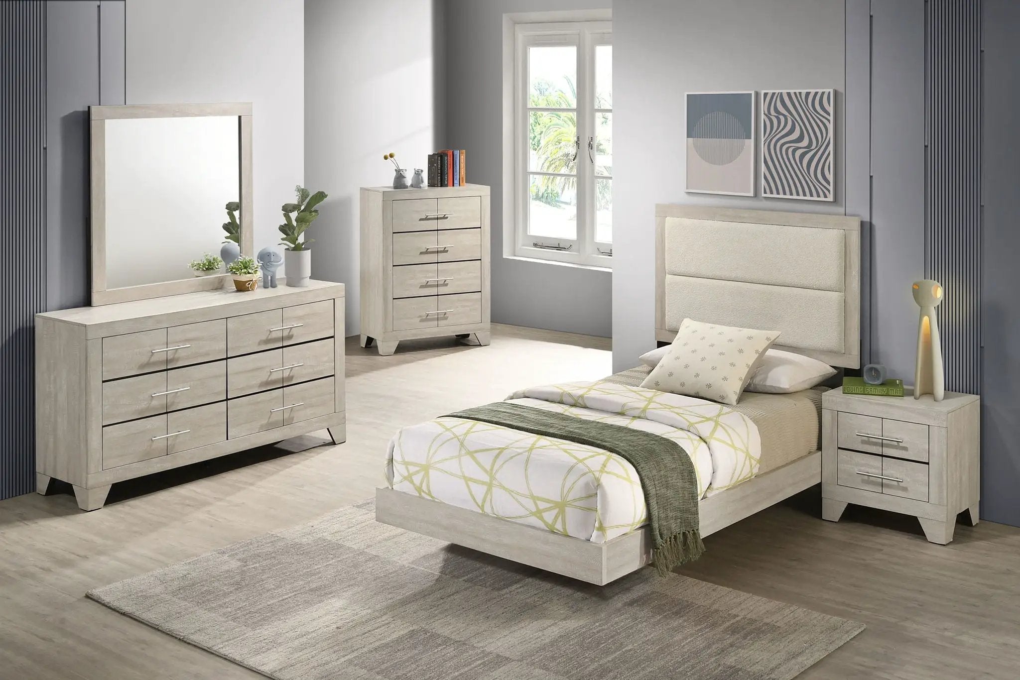 Trenton 5-piece Twin Bedroom Set Rustic Cream by Unique Piece Furniture