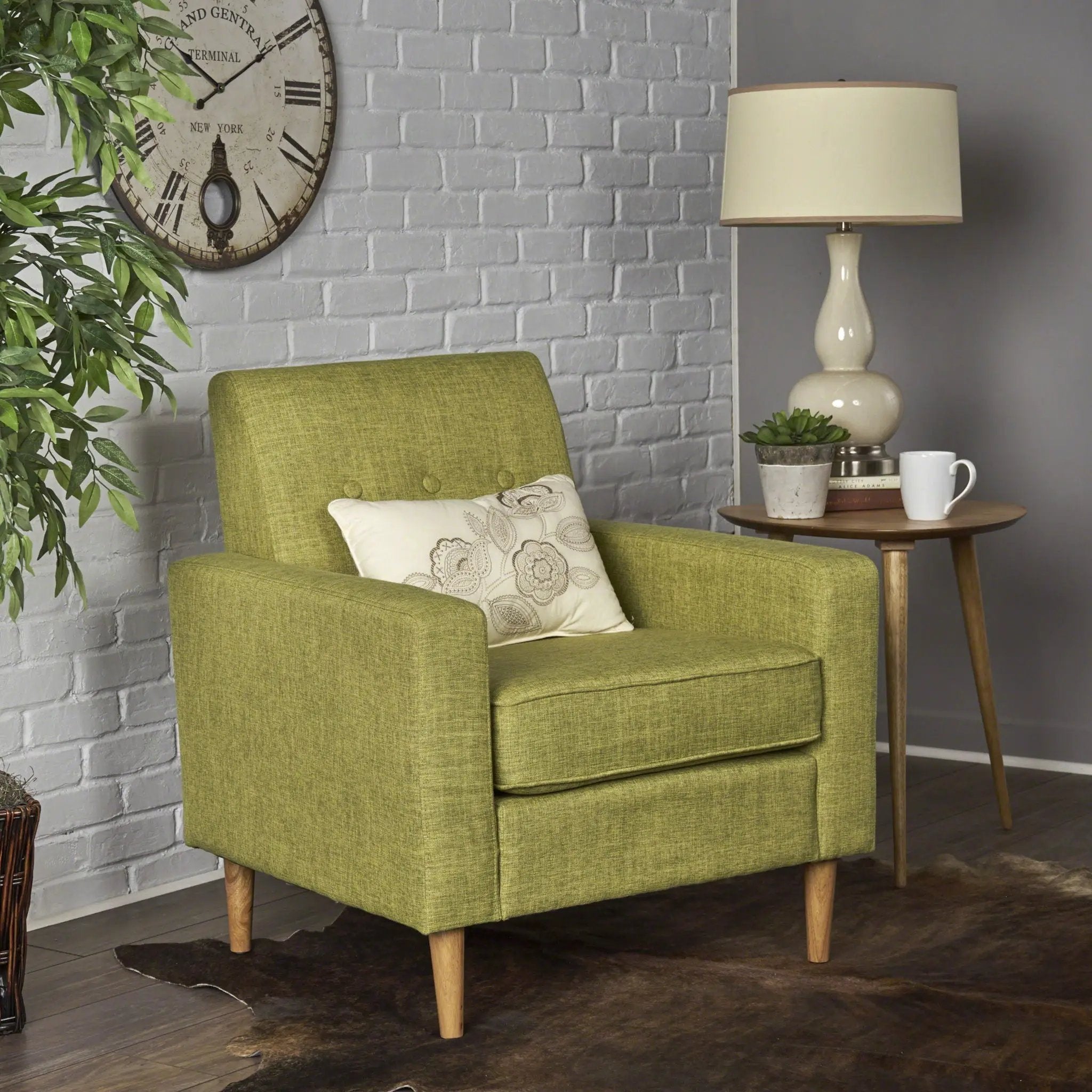 Nebulize Upholstered Fabric Club Chair With Button Tufted And Square Off Arm And Back by HouseOfZazla