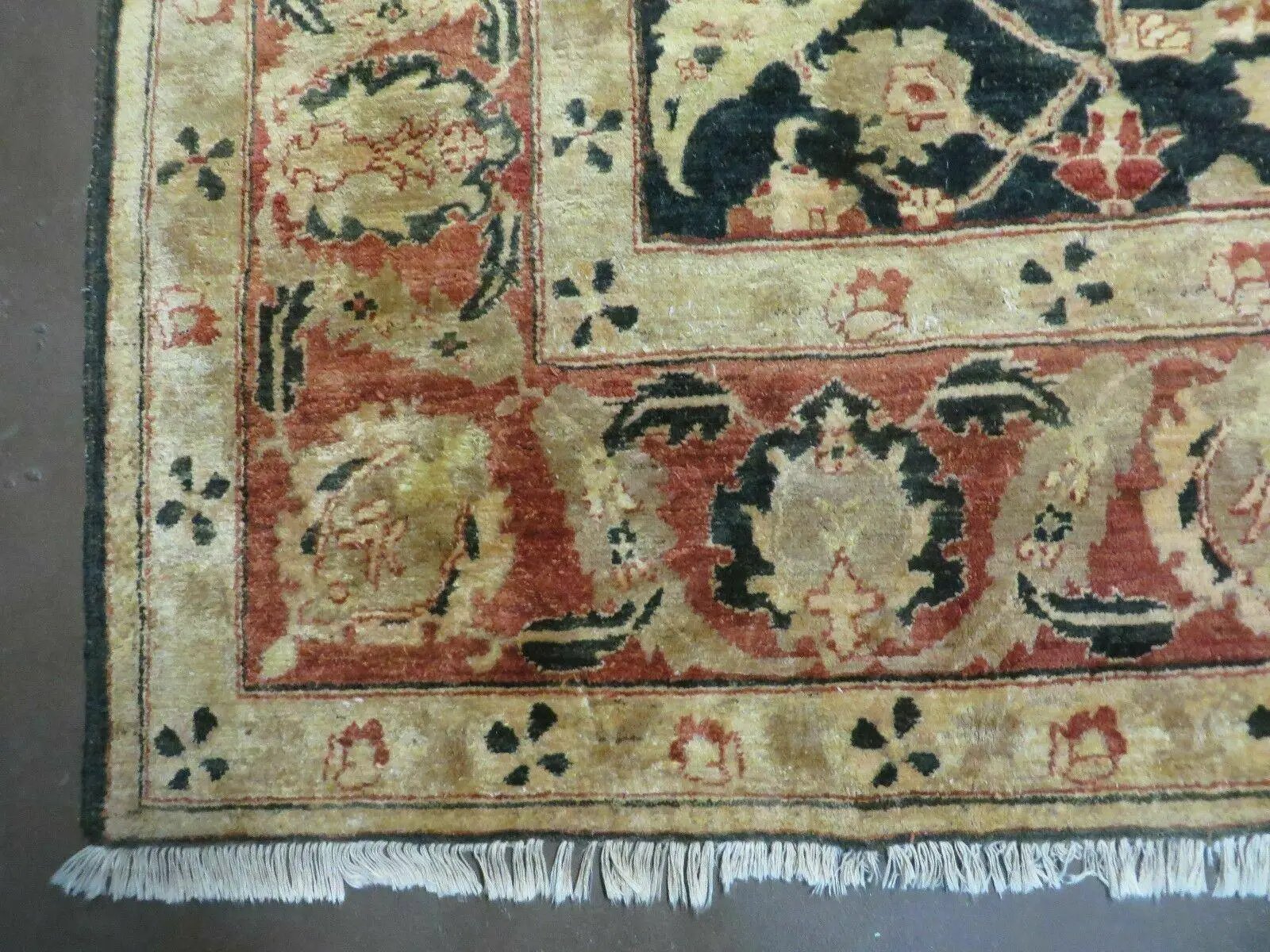 8' X 9' Handmade Pakistan Wool Cotton Rug Peshawar Black Floral Nice # 200C by Jewel Rugs