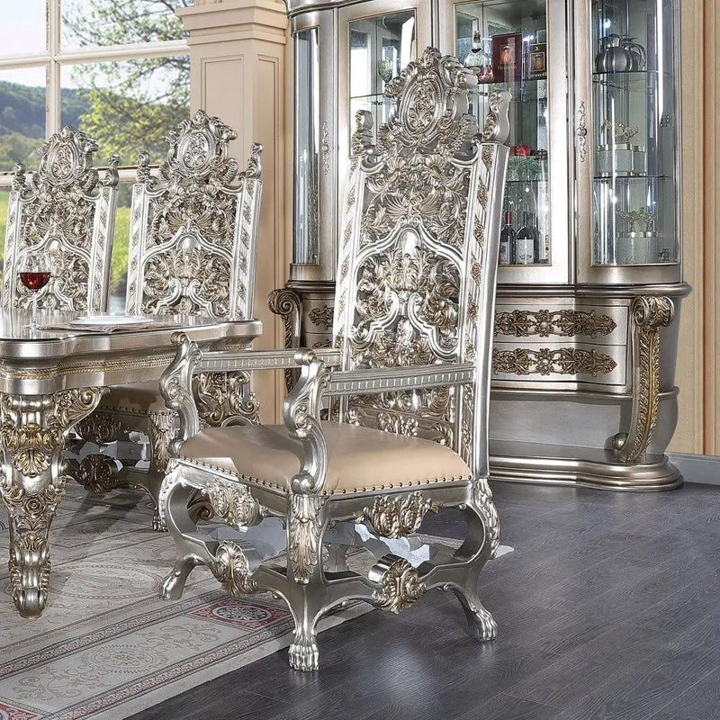 Danae - Arm Chair (Set of 2) - Synthetic Leather , Champagne & Gold by Unique Piece Furniture