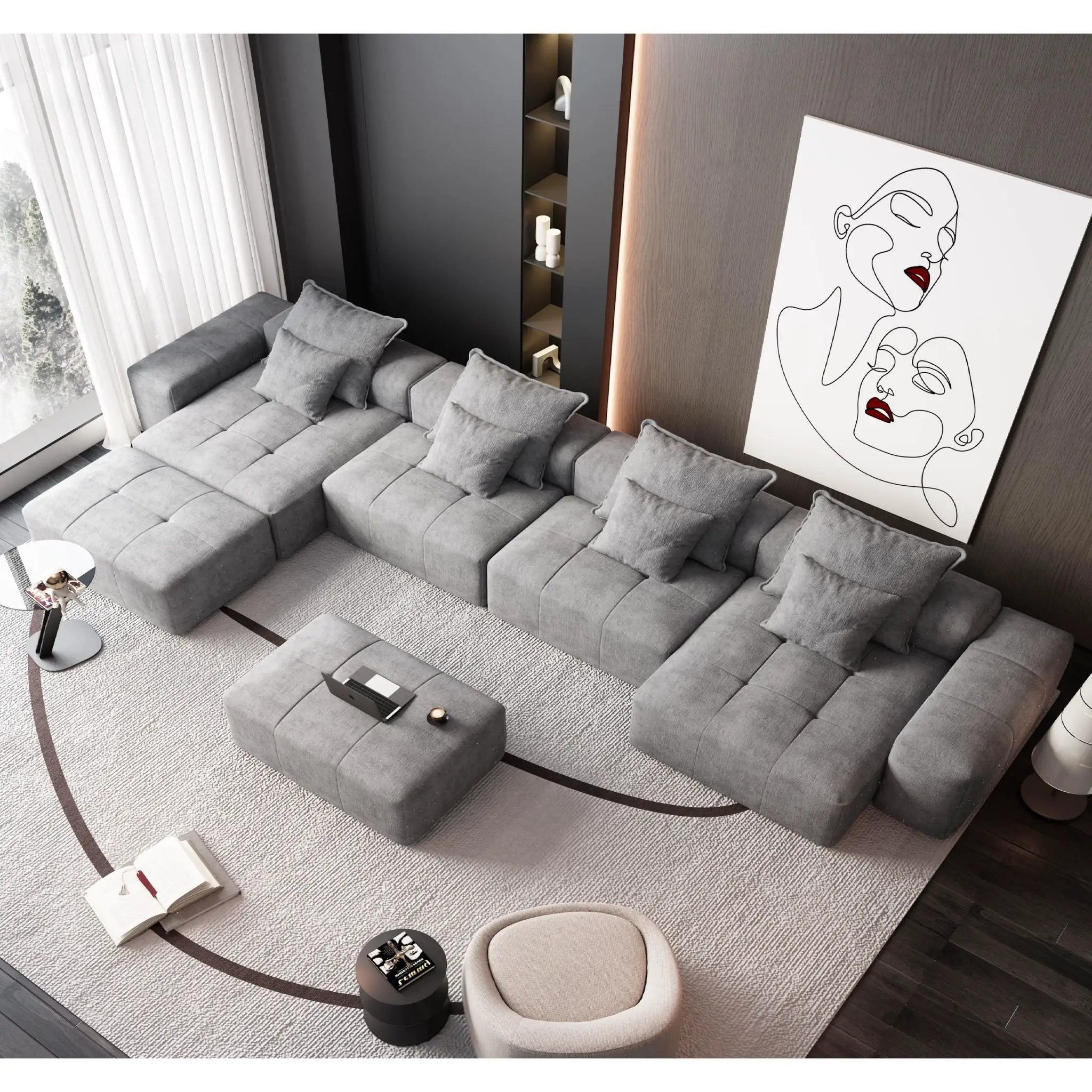 Modern Oversized DIY Combination Modular Sectional Sofa With Pillows by HouseOfZazla