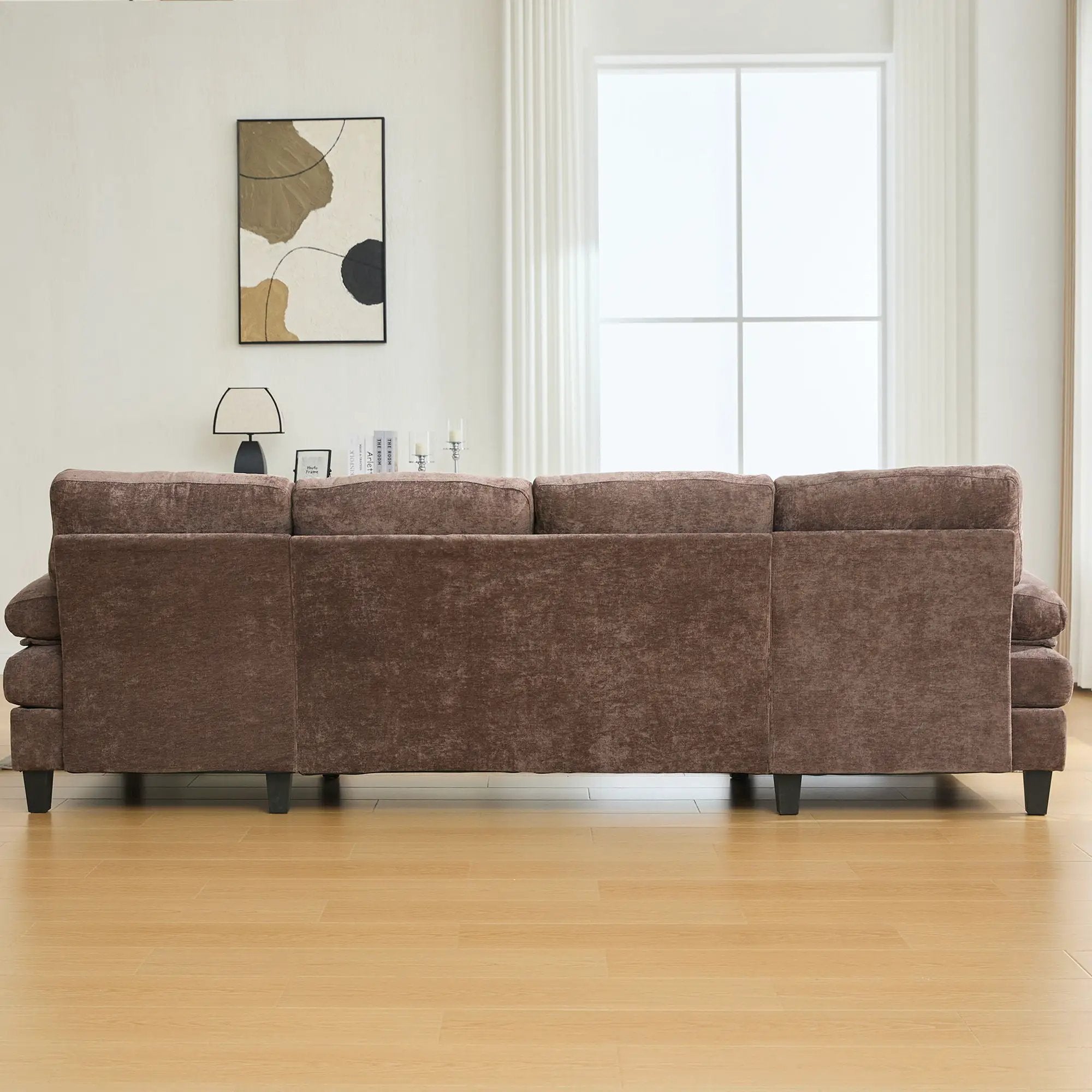 U-Shaped Sectional Sofa 103.5" Fabric Couch With Dual Chaise Lounges, Storage Pockets, Armrest Pillows by HouseOfZazla