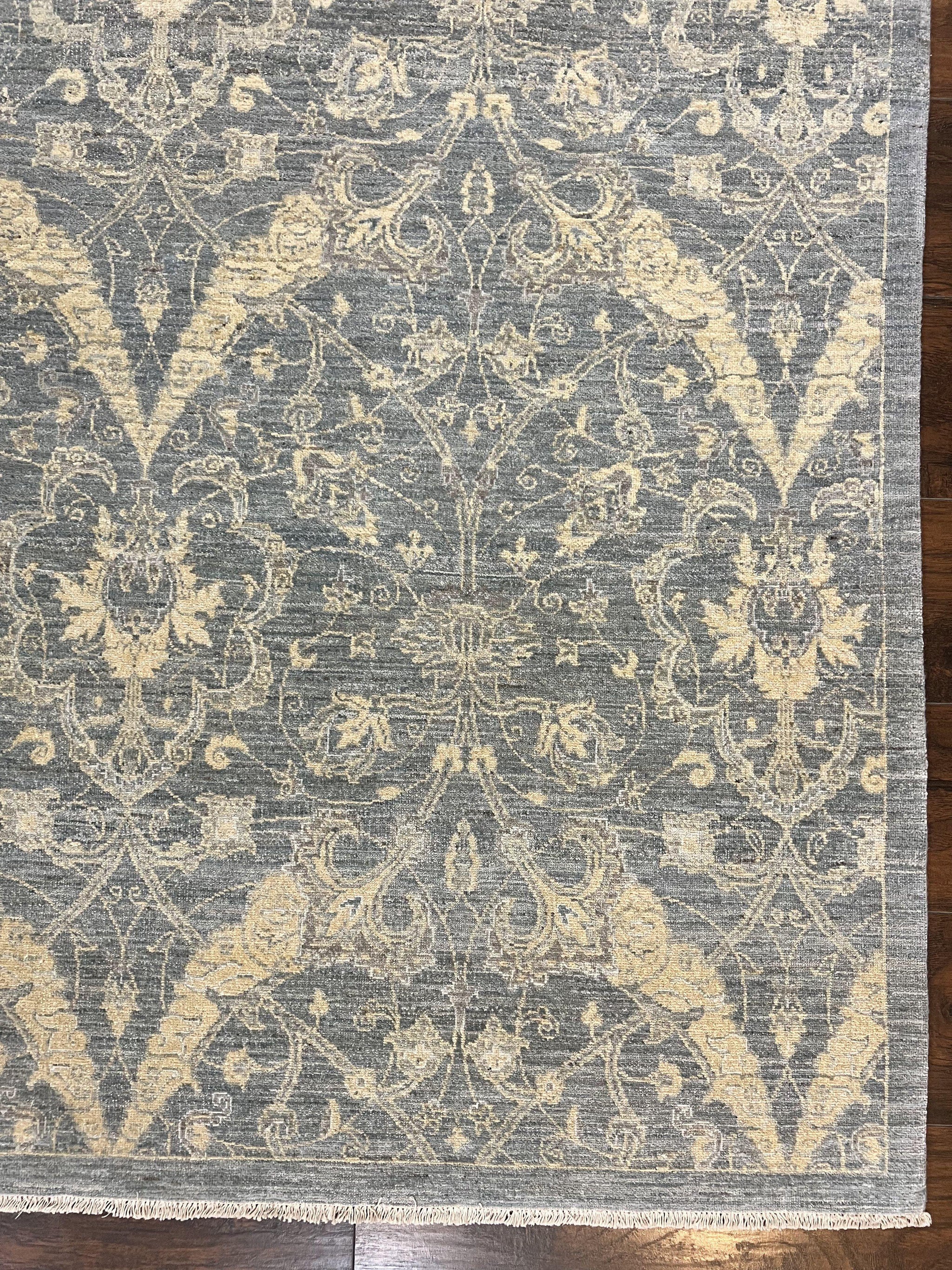 Contemporary Pakistani Rug 5 x 6.6, Handmade Floral Wool Rug, Spanish Pattern by Jewel Rugs