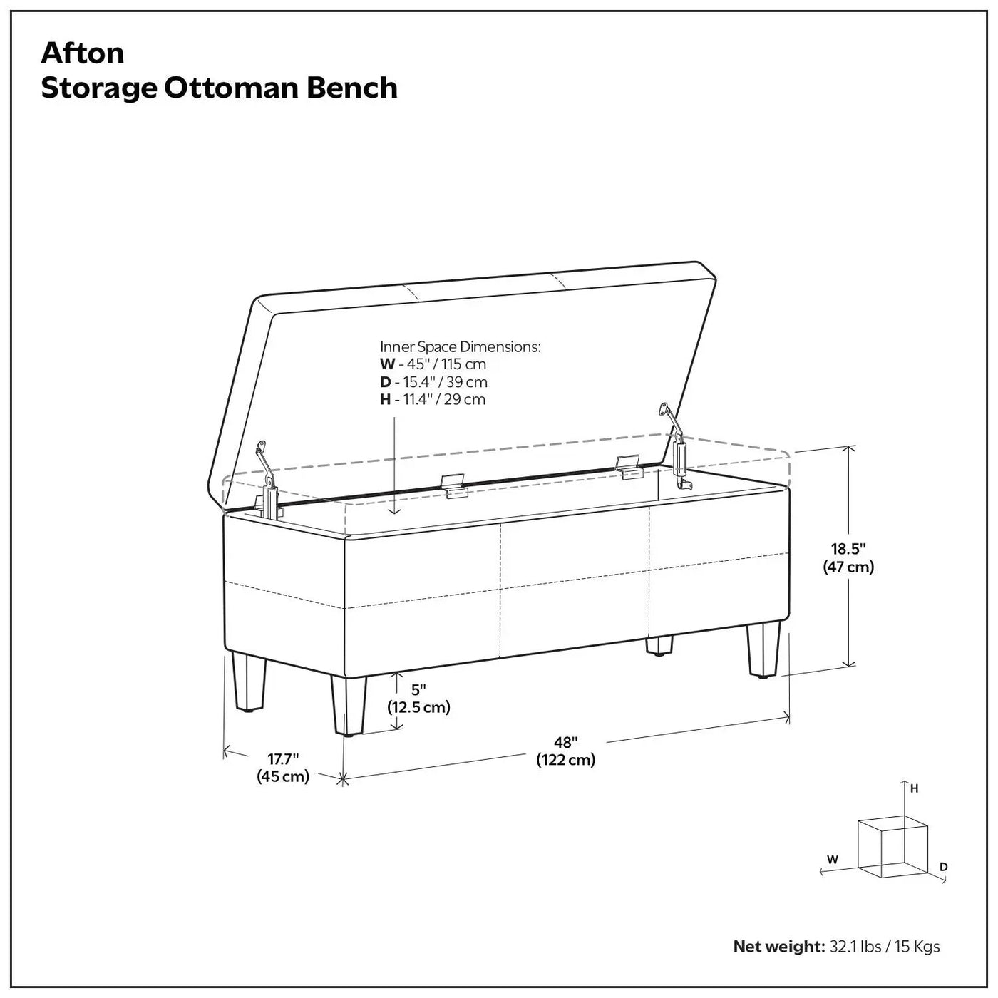 Afton - Large Storage Ottoman Bench by Unique Piece Furniture
