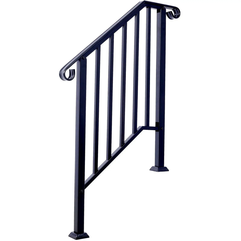 Handrails For Outdoor Steps, Fit 2 Or 3 Steps Outdoor Stair Railing, Wrought Iron Handrail, Flexible Porch Railing, Transitional Handrails For Concrete Steps Or Wooden Stairs by Unique Piece Furniture