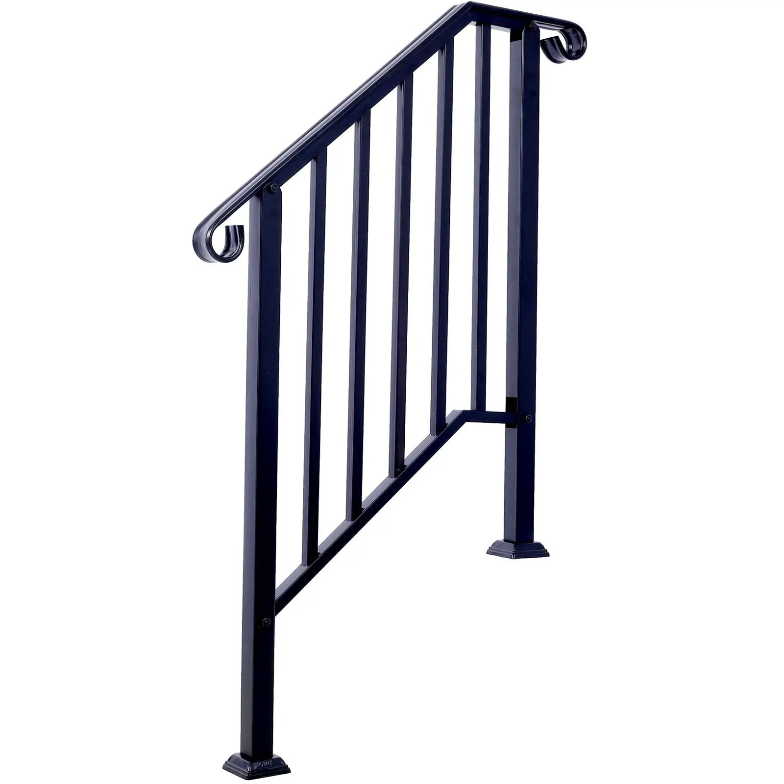 Handrails For Outdoor Steps, Fit 2 Or 3 Steps Outdoor Stair Railing, Wrought Iron Handrail, Flexible Porch Railing, Transitional Handrails For Concrete Steps Or Wooden Stairs by Unique Piece Furniture