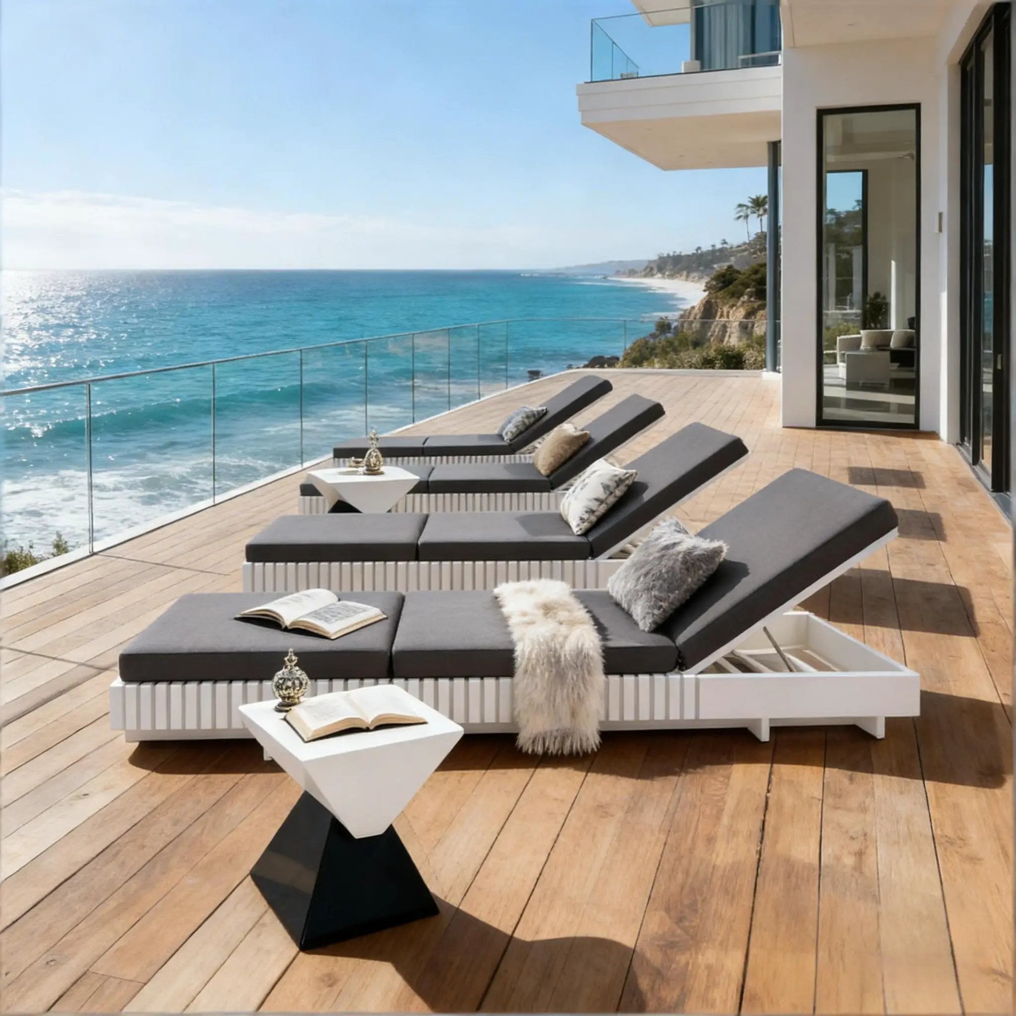 White Acacia Solid Wood Outdoor Chaise Lounge by HouseOfZazla