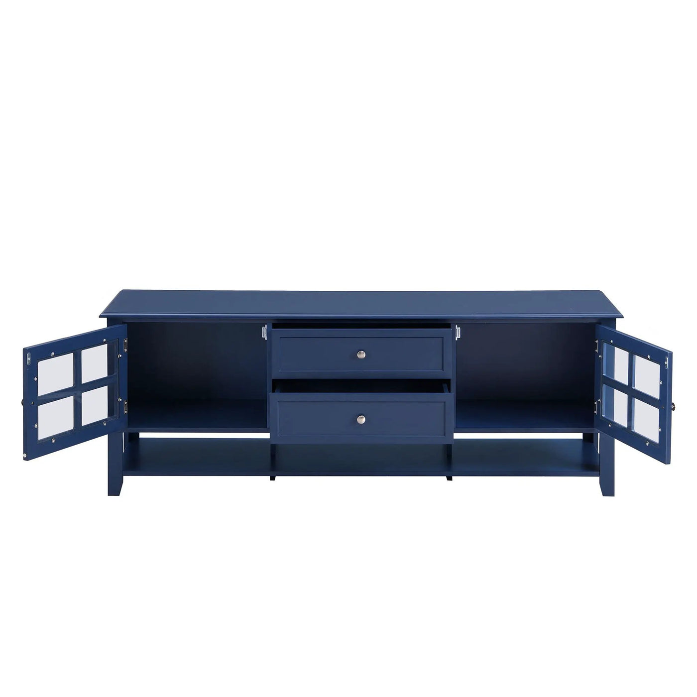 TV Stand, Entertainment Center With Dual Drawers And Hidden Storage, Cabinet With Soft Closing Doors And Sleek Panel Design by HouseOfZazla