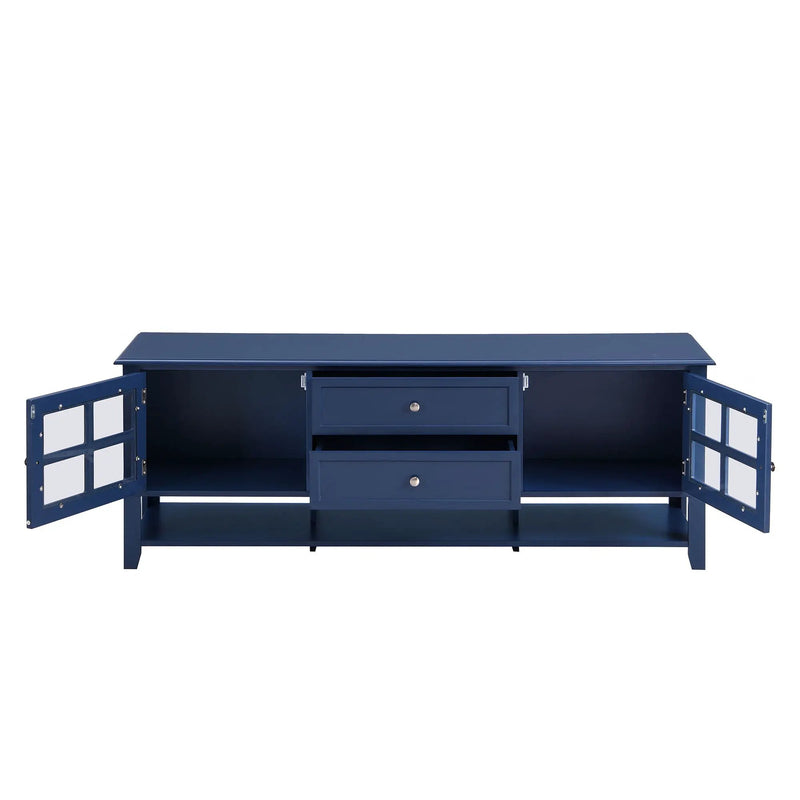 TV Stand, Entertainment Center With Dual Drawers And Hidden Storage, Cabinet With Soft Closing Doors And Sleek Panel Design by HouseOfZazla