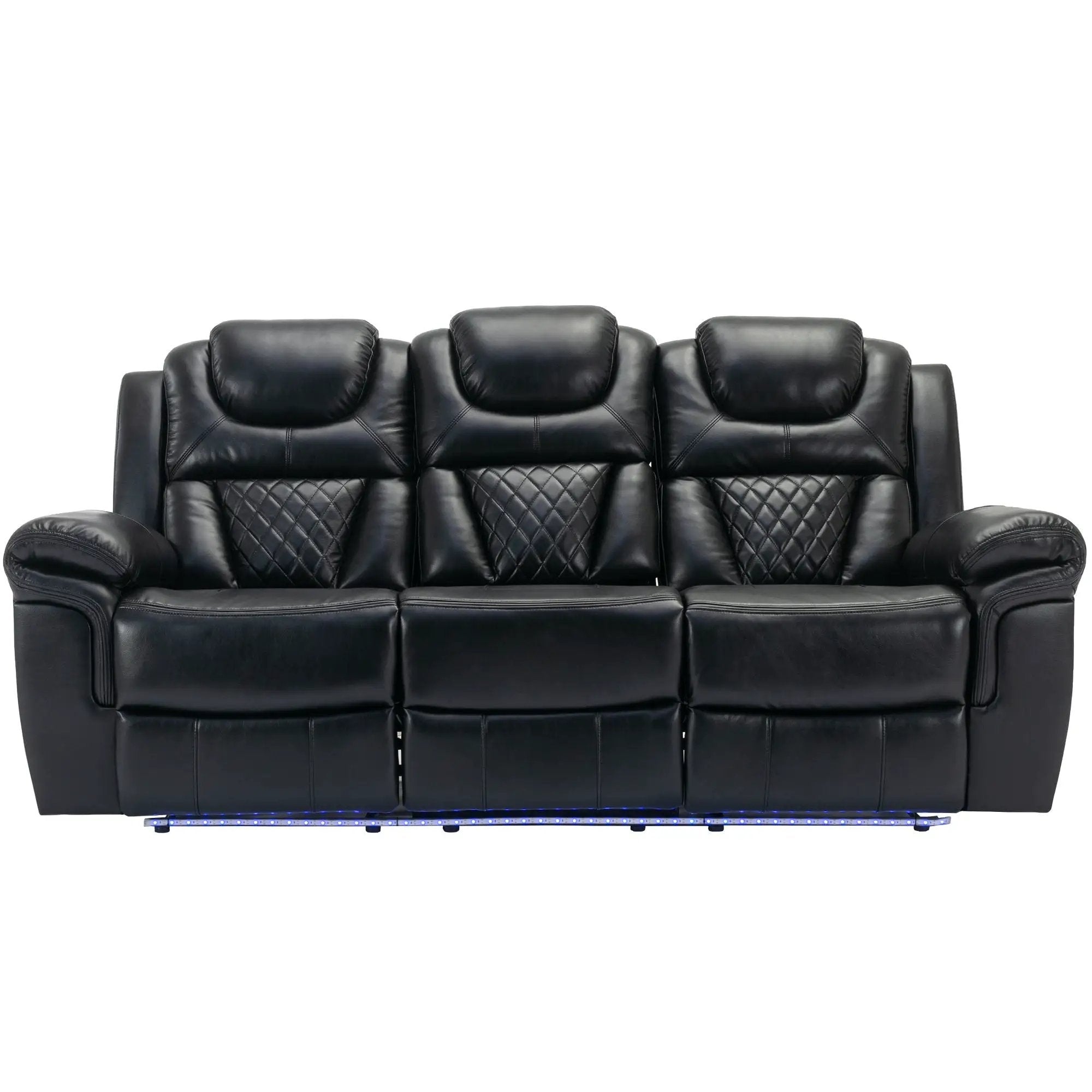 Home Theater Seating Manual Recliner Chair With Center Console And Led Light Strip For Living Room by HouseOfZazla