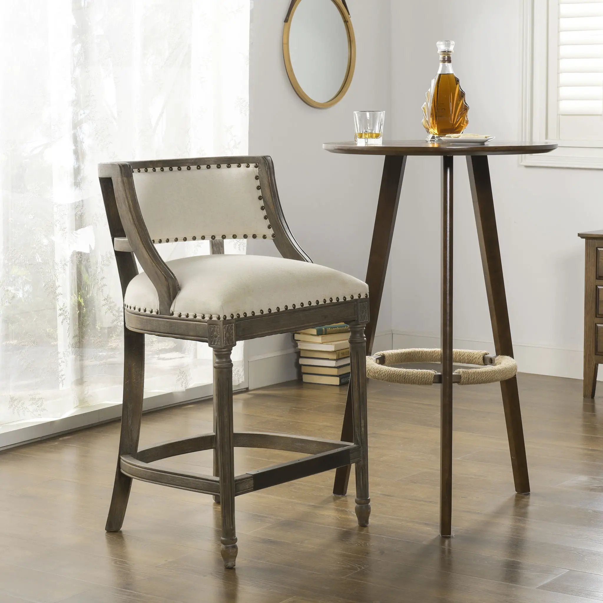 Paris - Farmhouse Counter Height Bar Stool With Backrest by Unique Piece Furniture