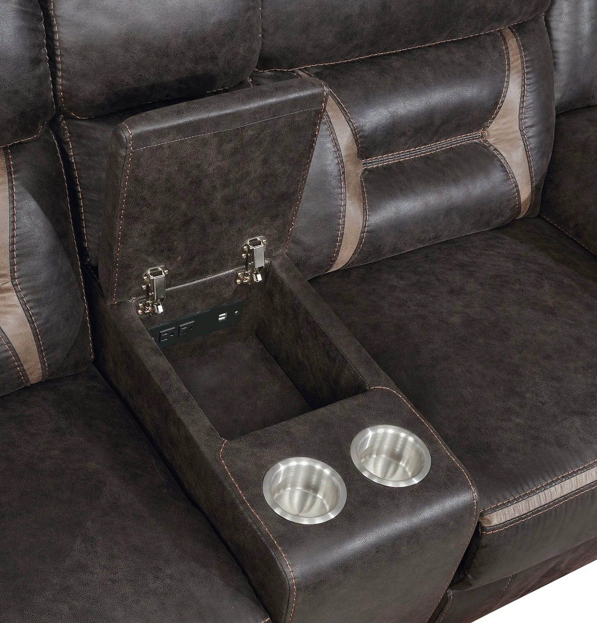Greer Upholstered Motion Reclining Loveseat Brown by Unique Piece Furniture