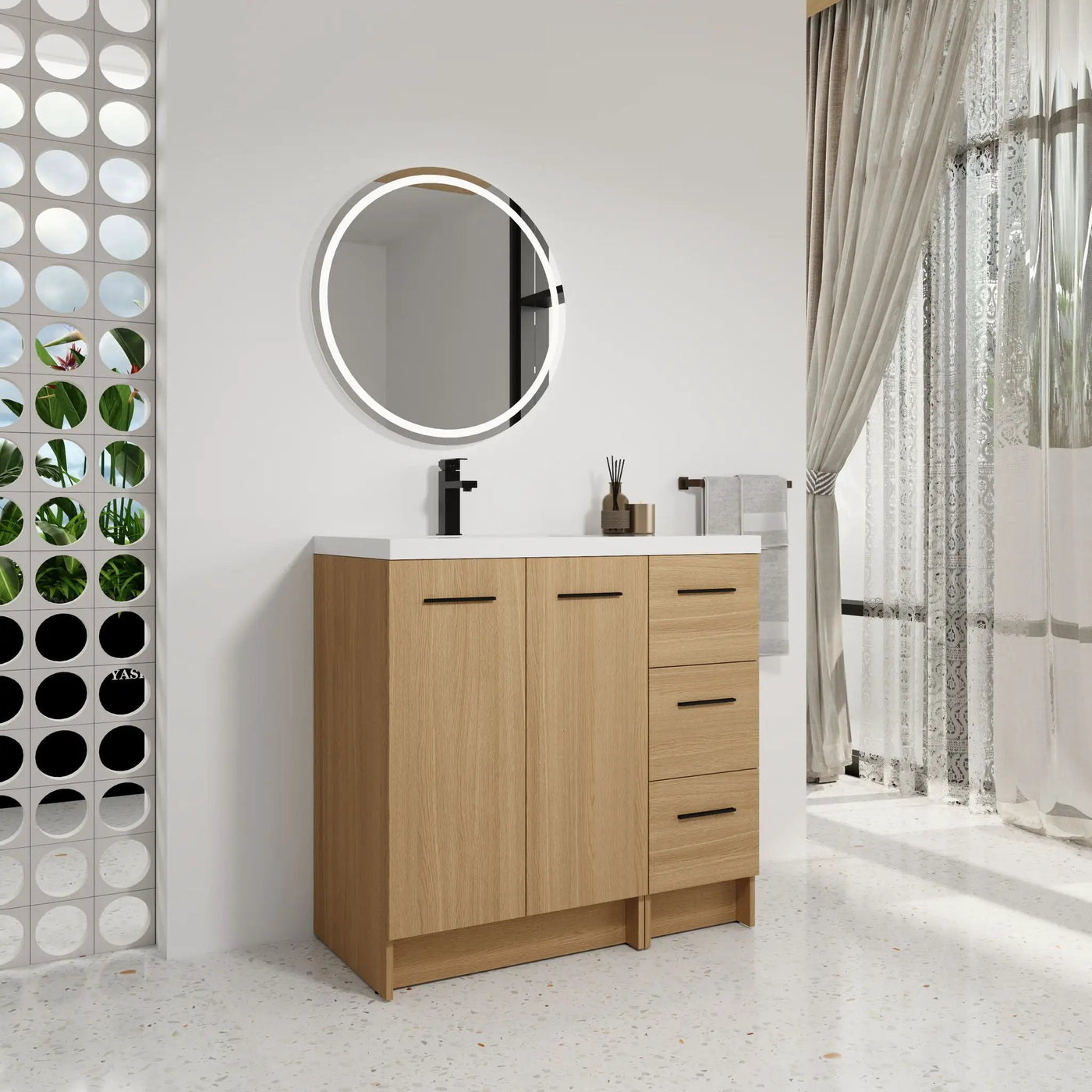 Wall Mounted Floating Bathroom Vanity With Sink, Door & Drawers Modular Cabinet by Unique Piece Furniture