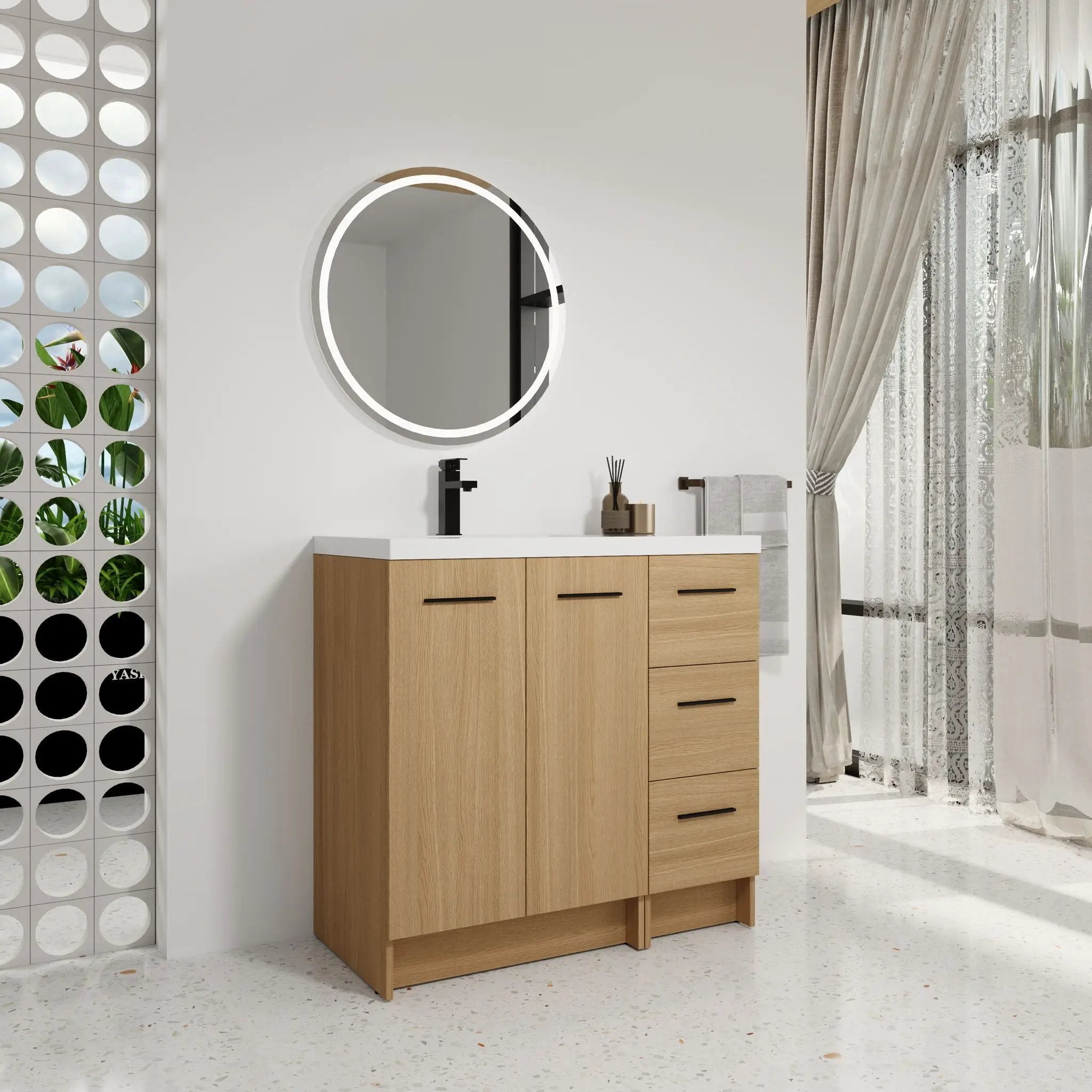 Wall Mounted Floating Bathroom Vanity With Sink, Door & Drawers Modular Cabinet by Unique Piece Furniture