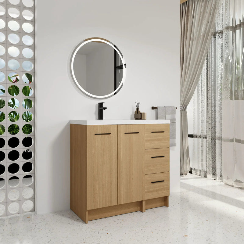 Wall Mounted Floating Bathroom Vanity With Sink, Door & Drawers Modular Cabinet by Unique Piece Furniture