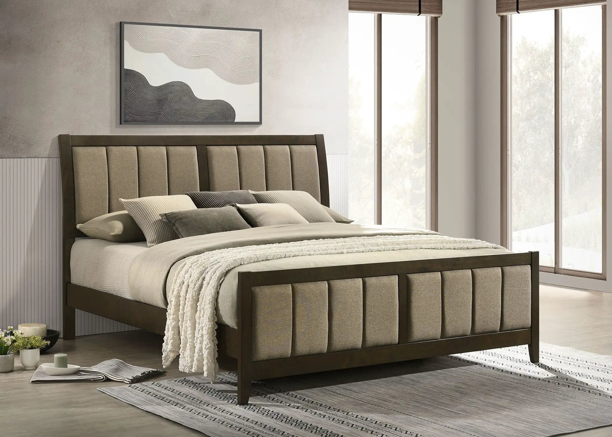 Wilkes 51-inch Upholstered California King Bed Dark Cocoa by Unique Piece Furniture