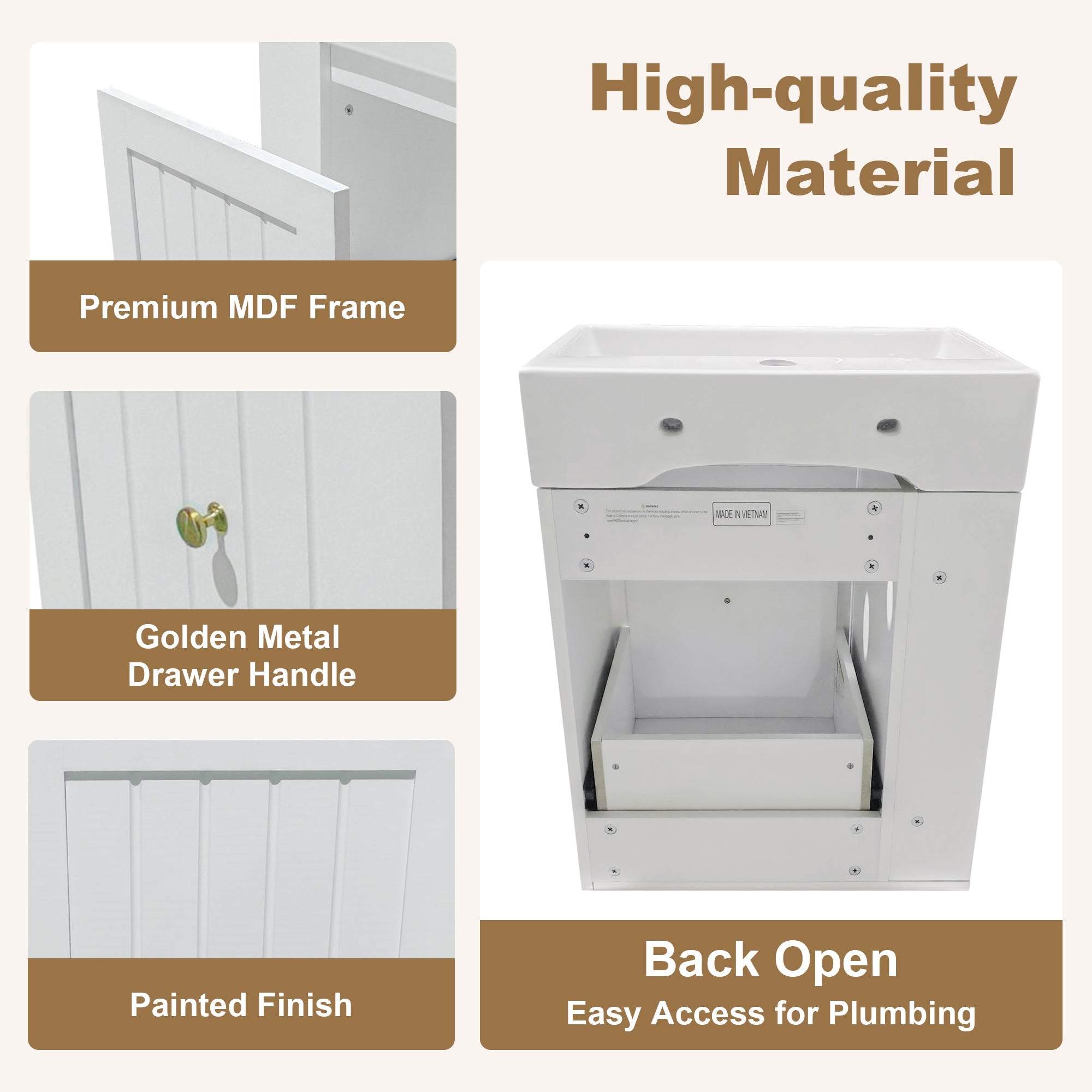 20-Inch Bathroom Vanity with Ceramic Sink and Storage Cabinet by HouseOfZazla
