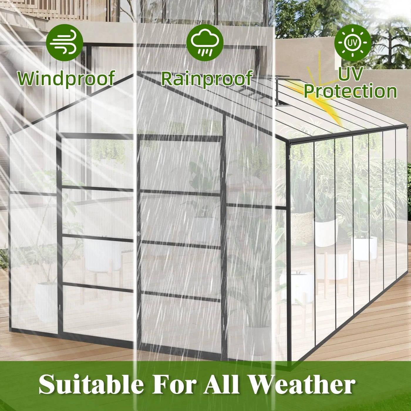Gain Height Windproof Aluminum Greenhouse with Raised Base by HouseOfZazla
