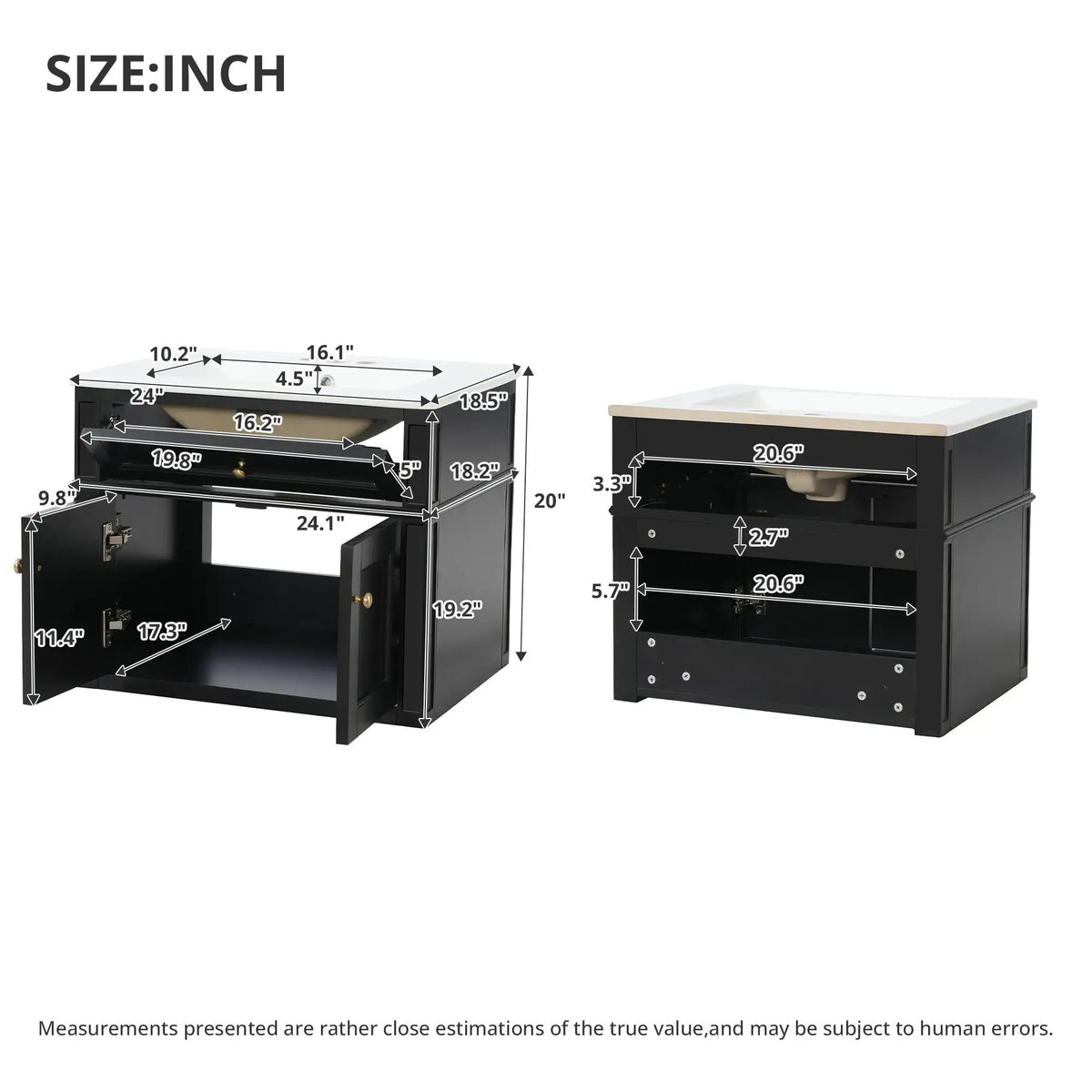 24" Wall Mounted Modern Bathroom Vanity by HouseOfZazla