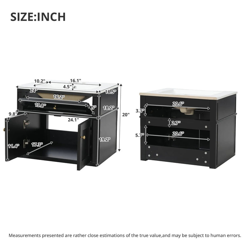 24" Wall Mounted Modern Bathroom Vanity by HouseOfZazla