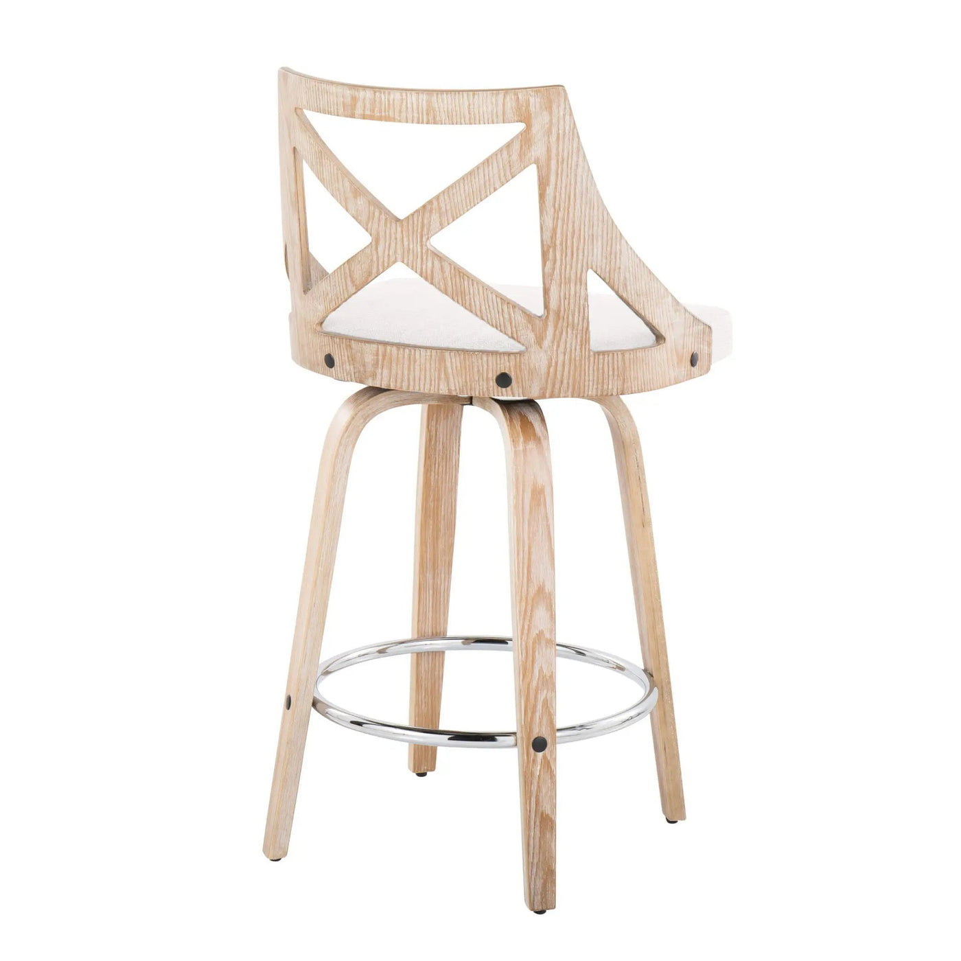 Charlotte - Farmhouse Fixed Height Counter Stool With Swivel And Round Footrest (Set of 2) by HouseOfZazla