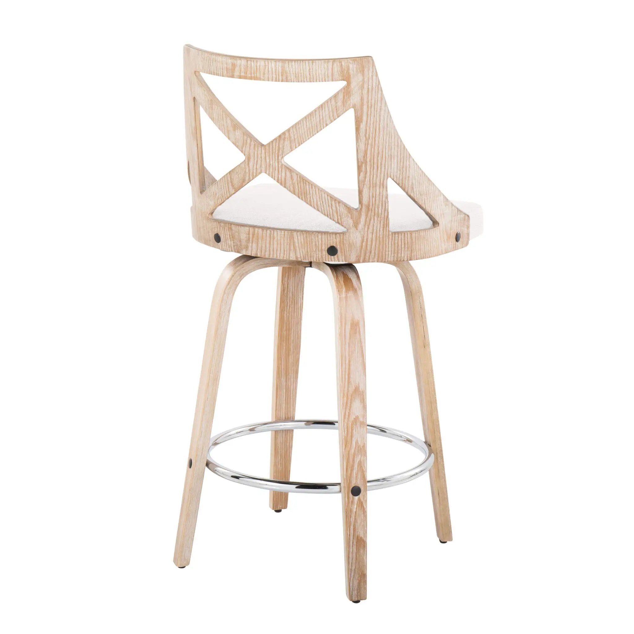 Charlotte - Farmhouse Fixed Height Counter Stool With Swivel And Round Footrest (Set of 2) by HouseOfZazla