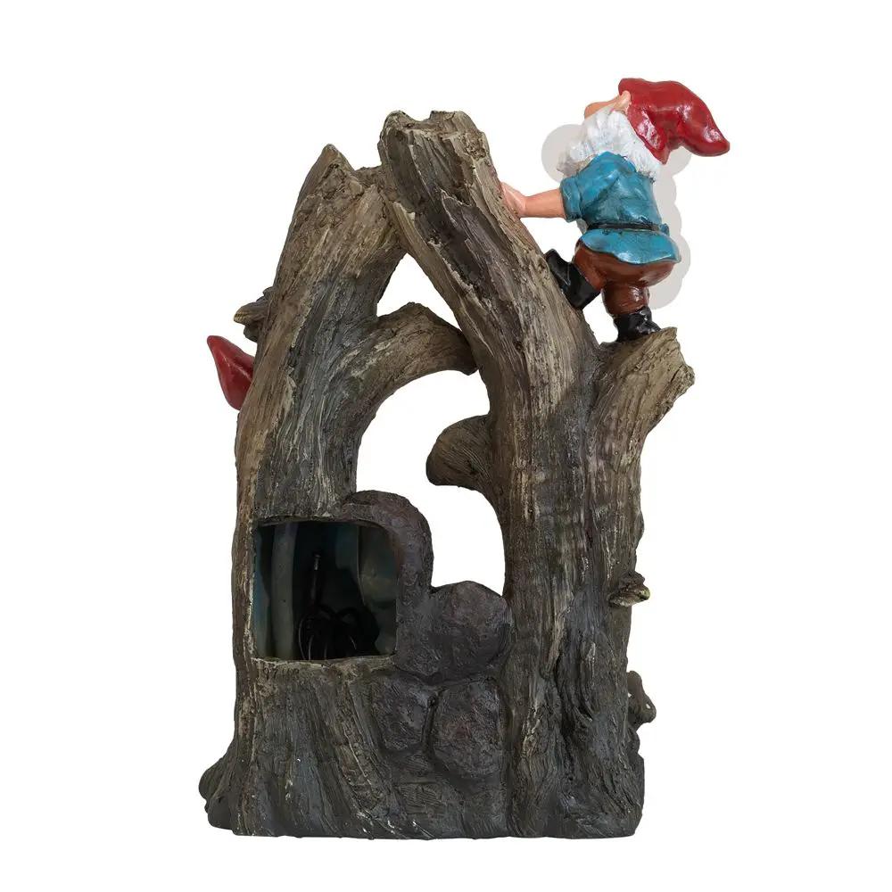 Decorative Woodland Gnome Water Fountain With LED Light - Brown by Unique Piece Furniture