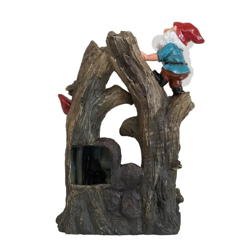 Decorative Woodland Gnome Water Fountain With LED Light - Brown by HouseOfZazla