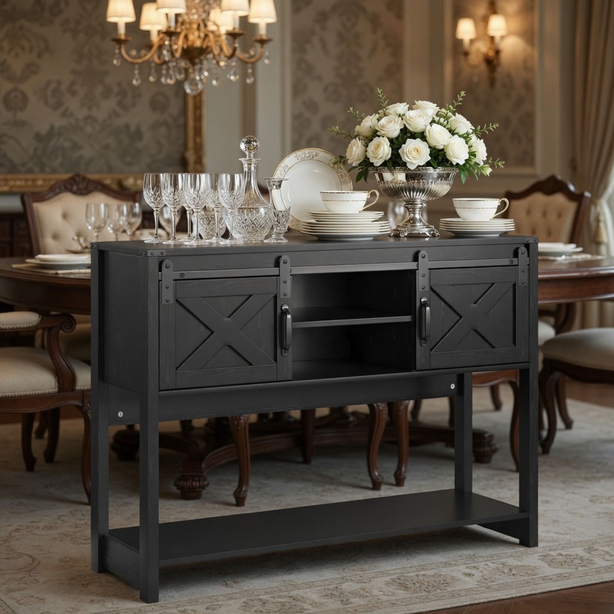 Farmhouse Entryway Table With Sliding Barn Door by HouseOfZazla