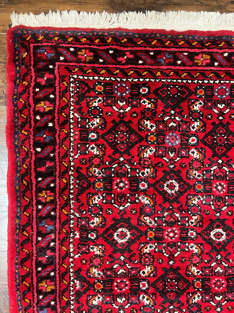 Persian Runner Rug 3 x 16, Wool Handmade Long Antique Hamadan Oriental Rug for Hallway, Red Tribal Rug, Allover Pattern, 3x16 Runner Rug by Jewel Rugs
