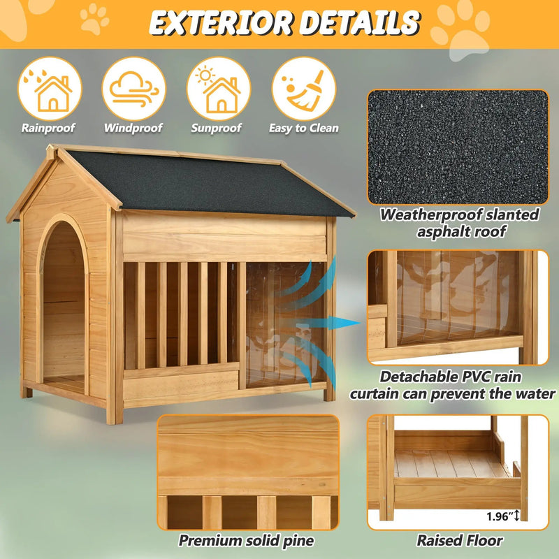 60.2 Inch Large Outdoor Dog House with Insulated Liner by HouseOfZazla