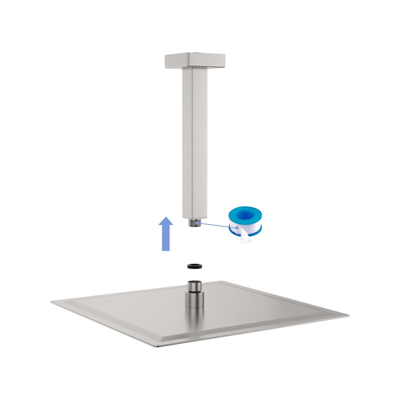 Premium 8" Ceiling Mounted Shower Arm With Flange by HouseOfZazla