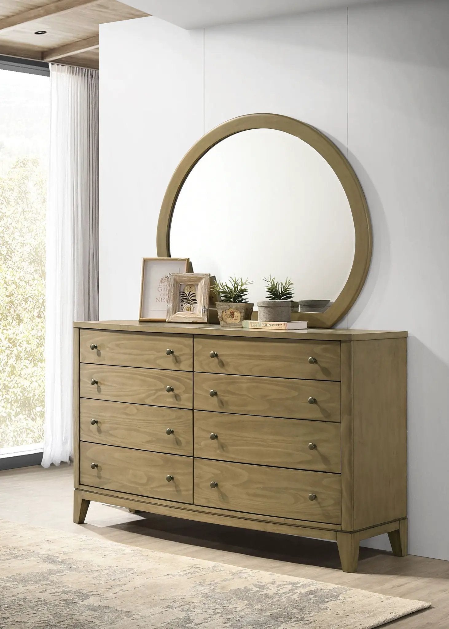 Granada 8-drawer Dresser and Mirror Natural Pine by Unique Piece Furniture