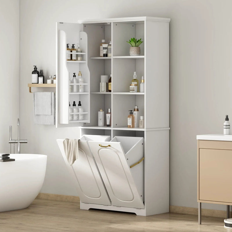 Freestanding Tall Storage Cabinet With 2 Tilt-Out Hampers by HouseOfZazla