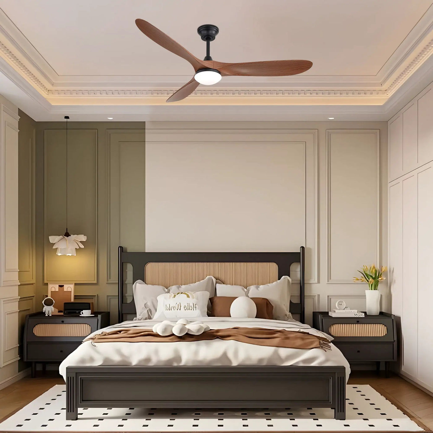 Smart Ceiling Fan With Lights, 3 Blades, Reversible Quiet DC Motor For Indoor by HouseOfZazla