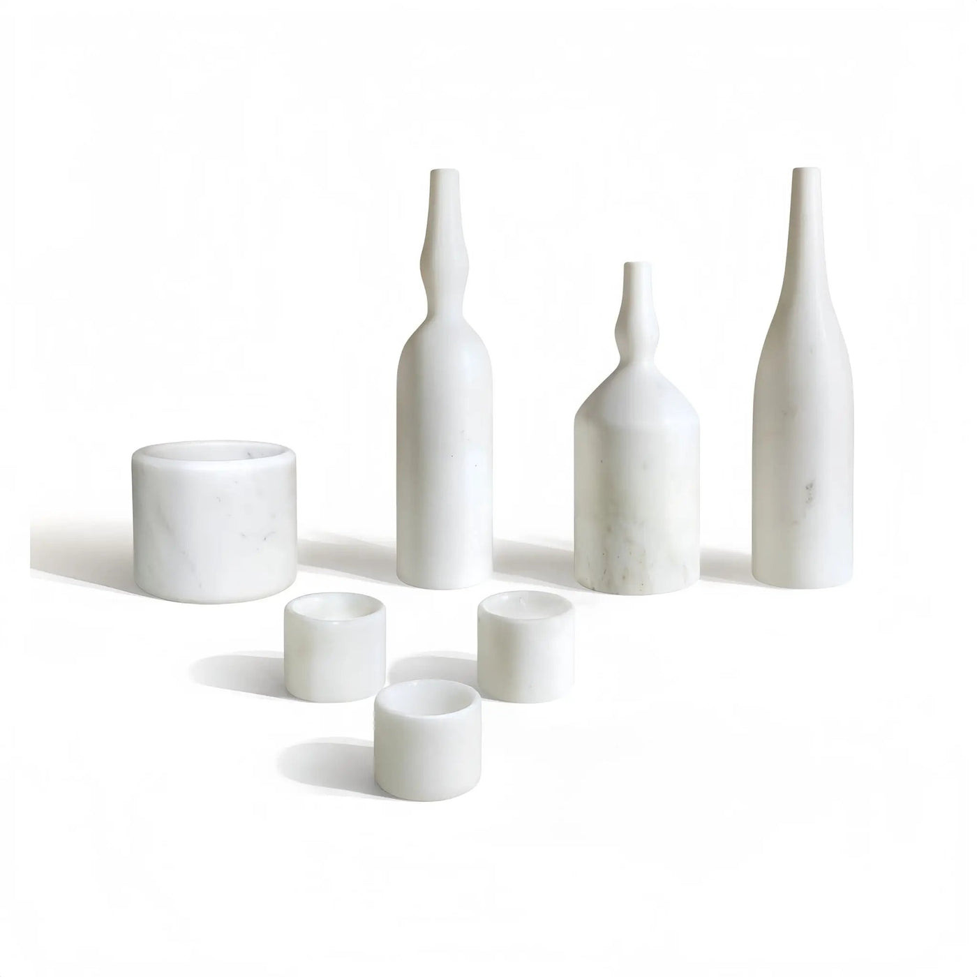 7 Pieces Luxury Natural Marble Living Room Accessories Set by Unique Piece Furniture