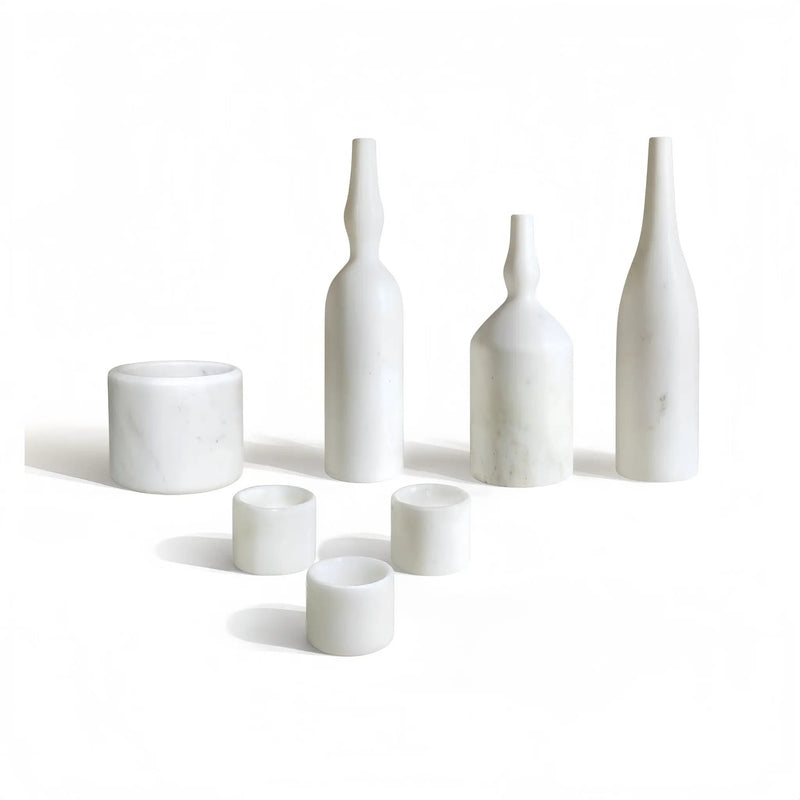 7 Pieces Luxury Natural Marble Living Room Accessories Set by Unique Piece Furniture