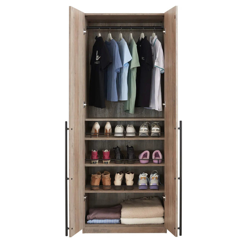 Lee - Free Standing Wardrobe Closet With Adjustable Shoe Shelves by HouseOfZazla