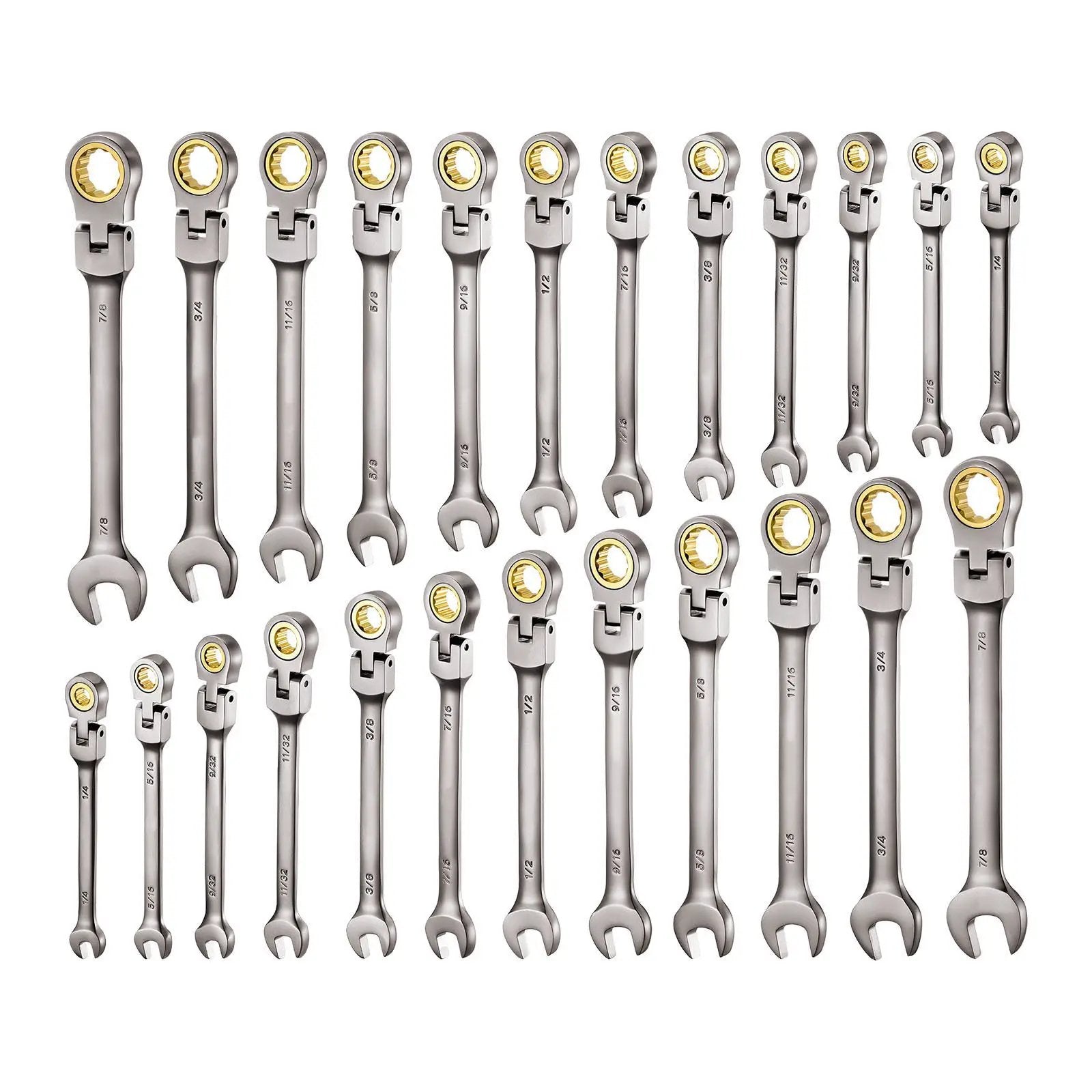Flex-Head Ratcheting Wrench Set, 24-Piece SAE and Metric by HouseOfZazla