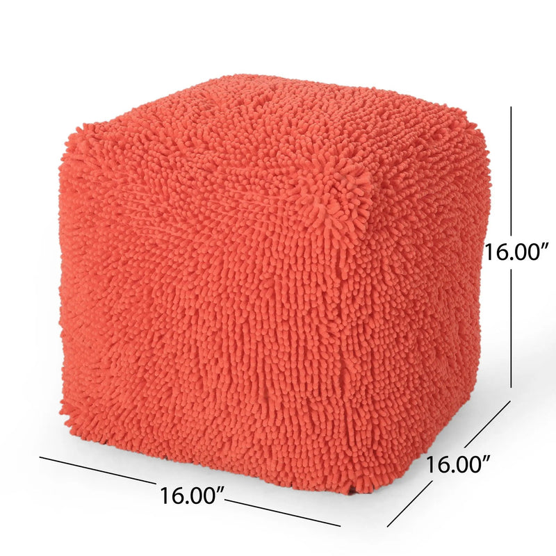 Sunny - Square Pouf, Versatile Ottoman Or Floor Cushion - Coral by Unique Piece Furniture