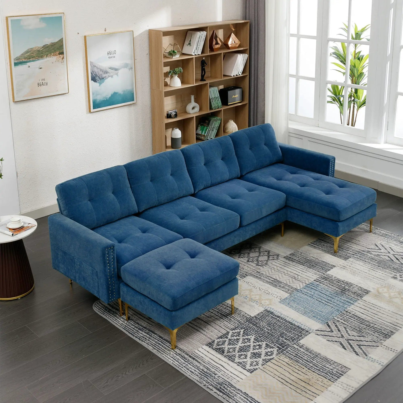 Modern L - Shape Convertible Sectional Sofa With Movable Ottoman by HouseOfZazla
