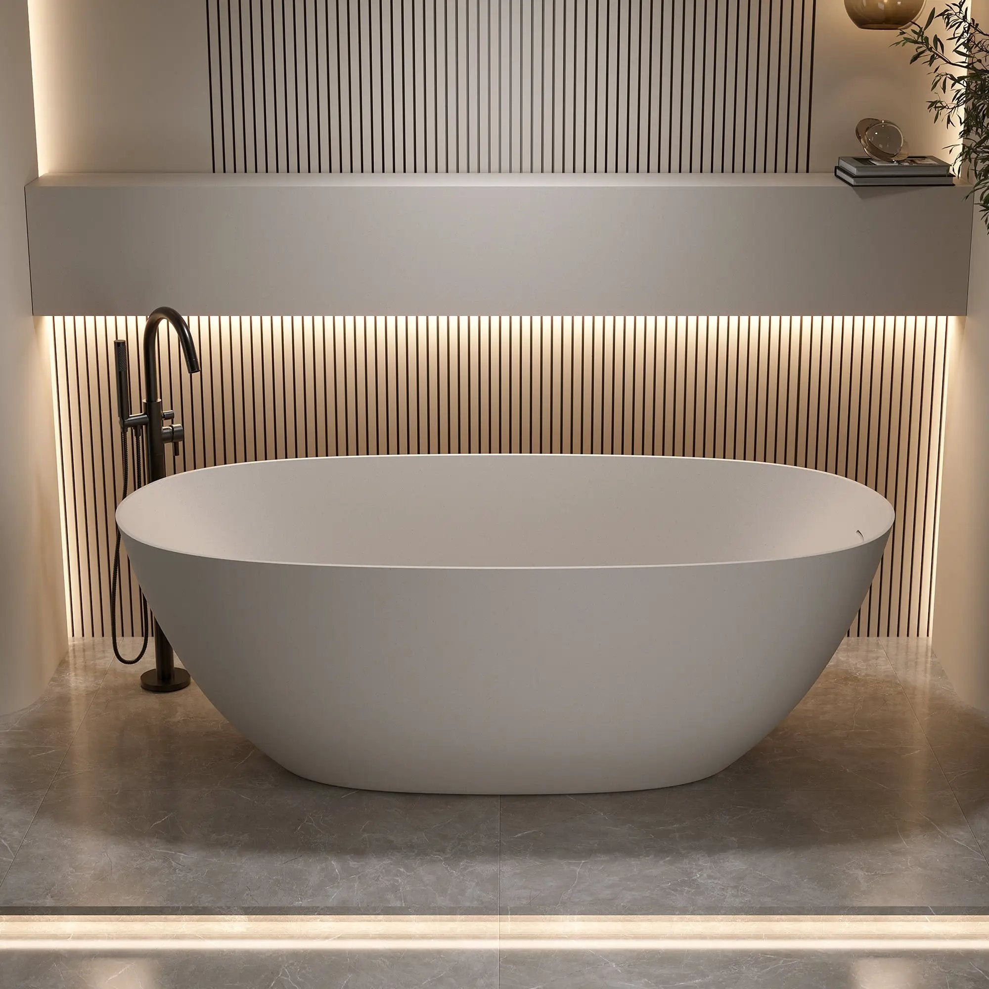 69'' Freestanding Bathtub Resin Stone Soaking Bathtub by HouseOfZazla