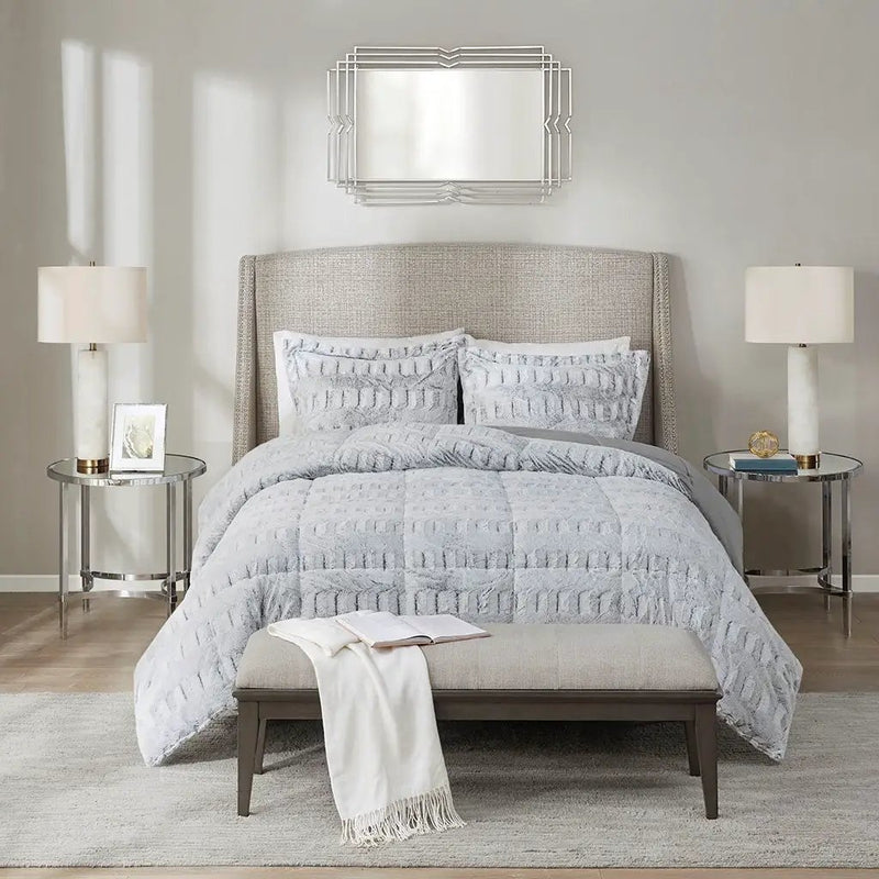 Twin/Twin XL Back Print Long Fur Comforter Mini Set by HouseOfZazla