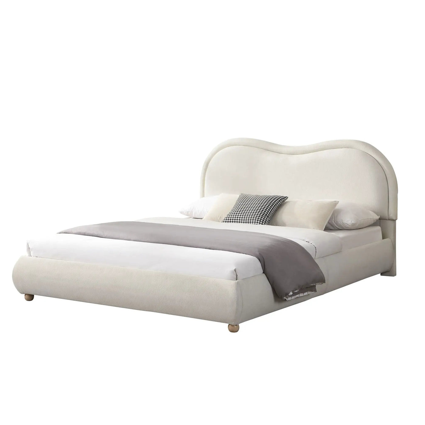 Upholstered Platform Bed Frame With Curved Headboard by HouseOfZazla