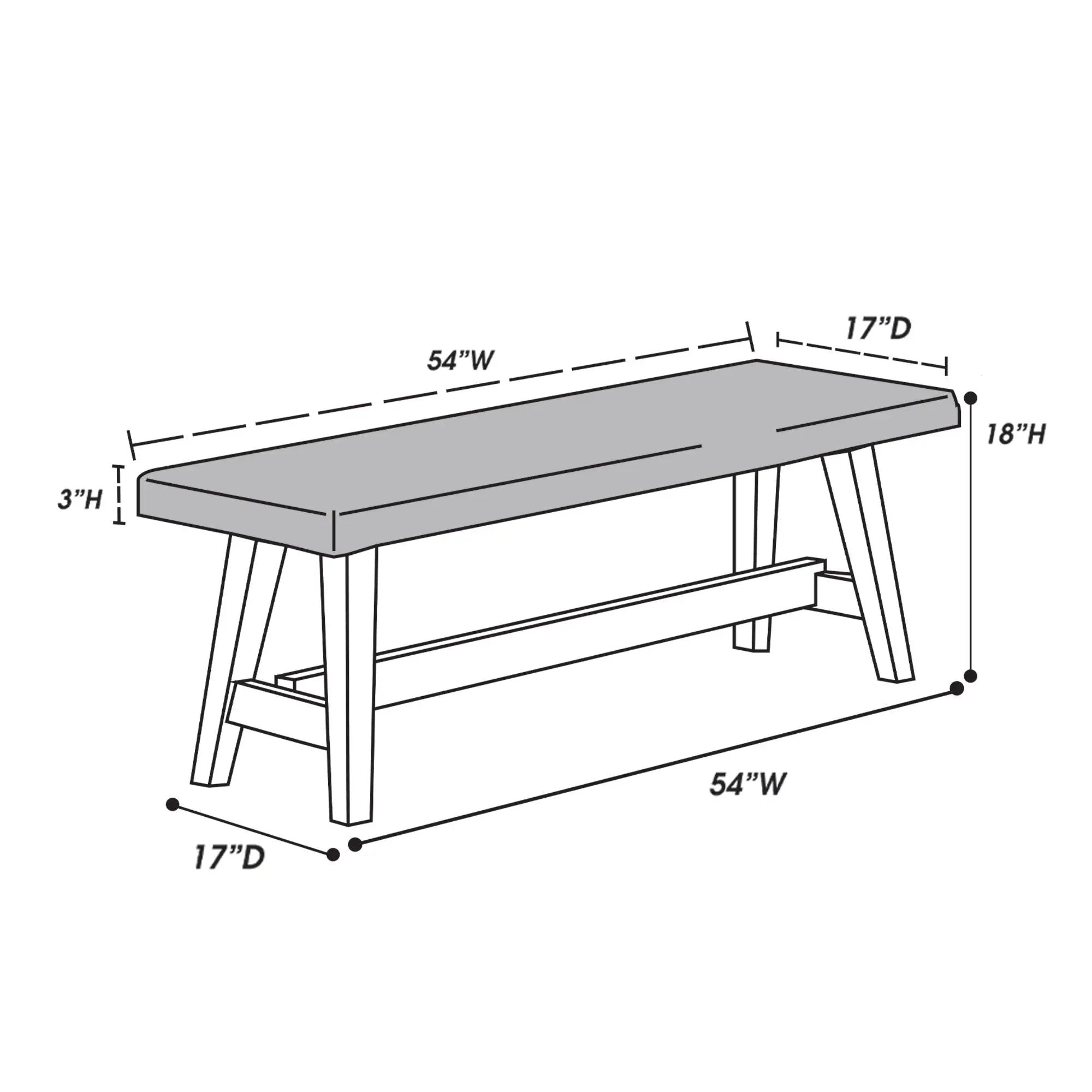 Dining Room Bench - Gray / Gray by HouseOfZazla