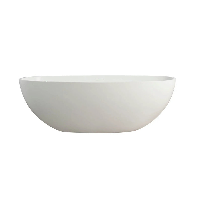 65.2" Freestanding Solid Surface Soaking Bathtub For Bathroom - Matte White by HouseOfZazla