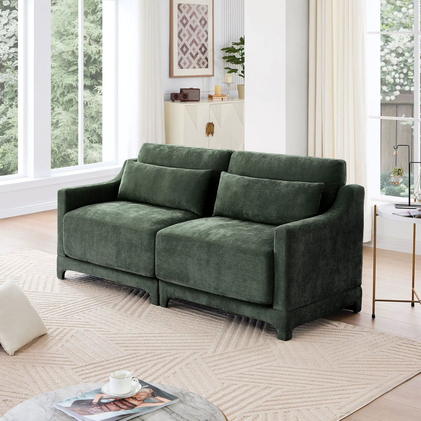 Elegant Sofa With Ergonomic Design And Lumbar Pillows by Unique Piece Furniture