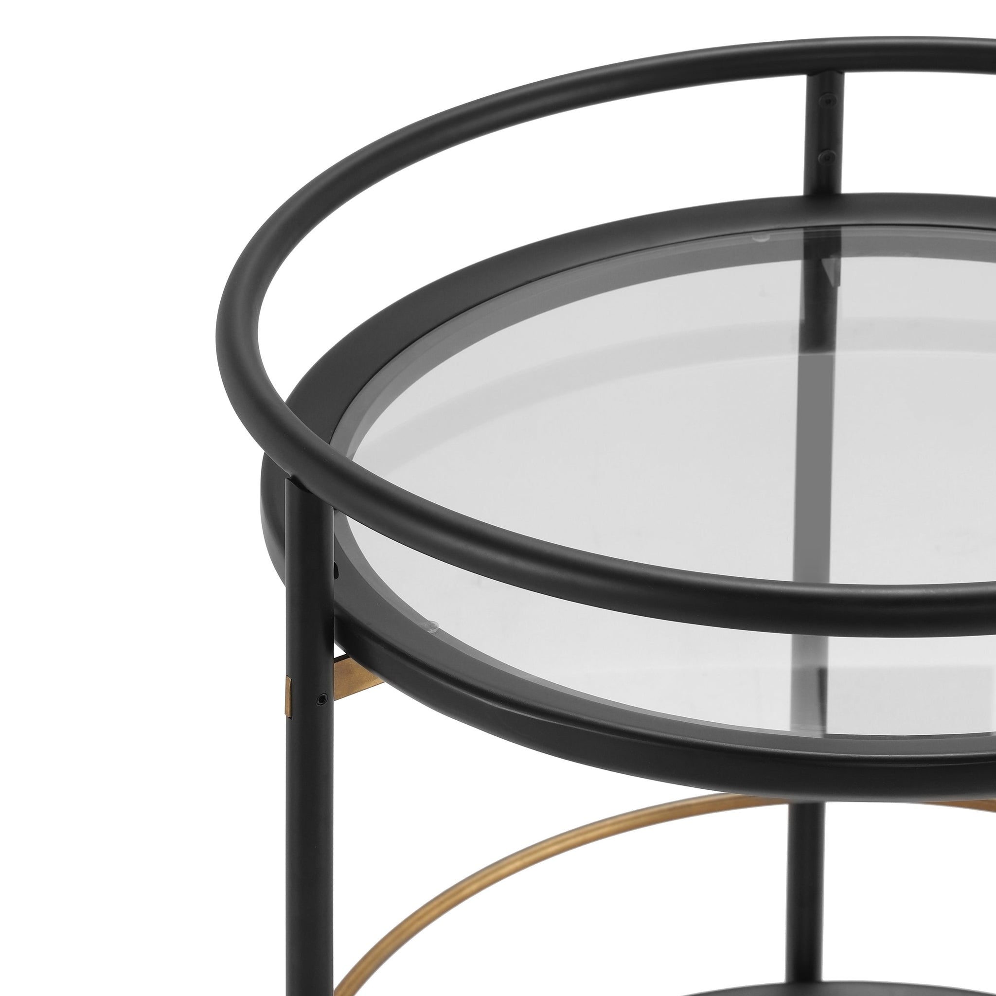 Modern Round Bar Cart with Tempered Glass Shelves by HouseOfZazla