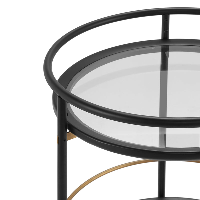 Modern Round Bar Cart with Tempered Glass Shelves by HouseOfZazla